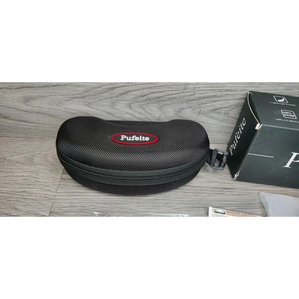 Pufeite Cycling Sunglasses Polarized UV400 Red Mirror Lens Sport Eyewear Case